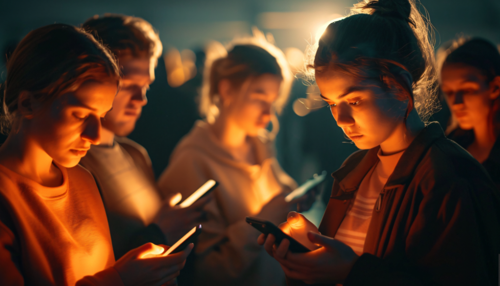 Illustration of diverse people connected through online platforms